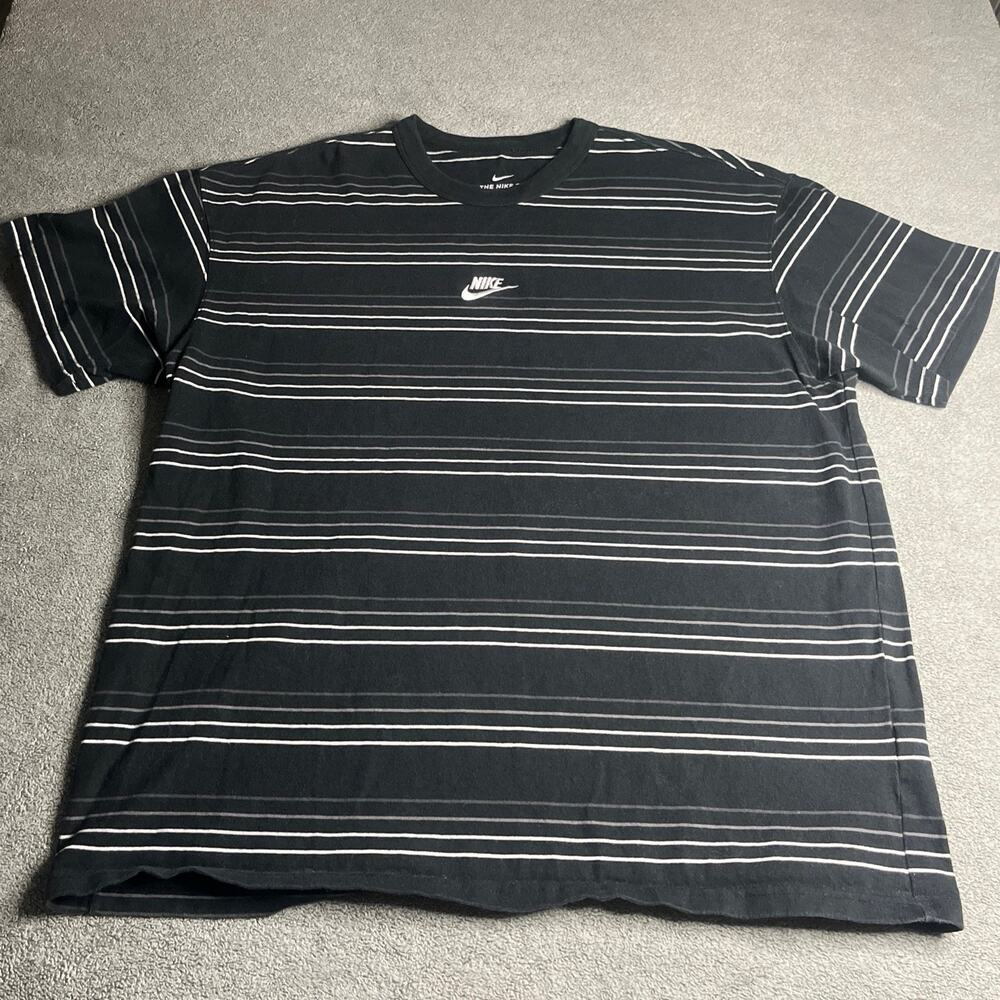 Nike Sportswear Premium Essentials Striped T-Shirt Black White Men's L B261